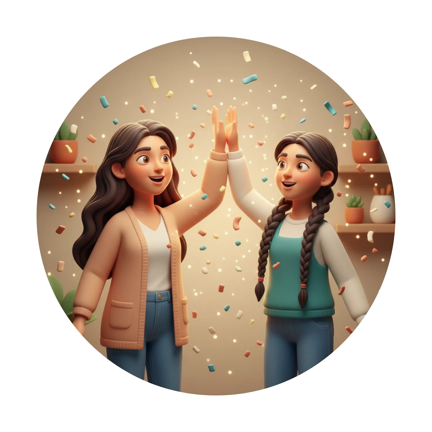 Parent and young person celebrating progress in the journey.